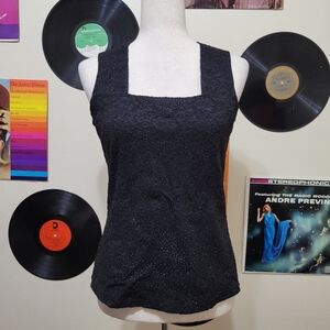 J.T.B. | Y2K Black Rhinestoned Chunky Lace Sleeveless Top